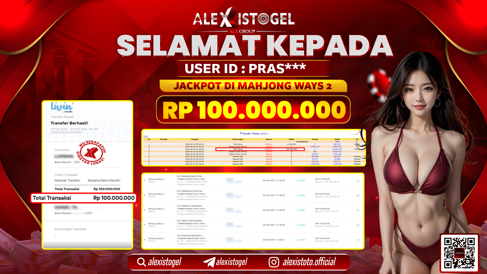 ALEXISTOGEL JACKPOT SLOT GAMES RP. 100.000.000 LUNAS