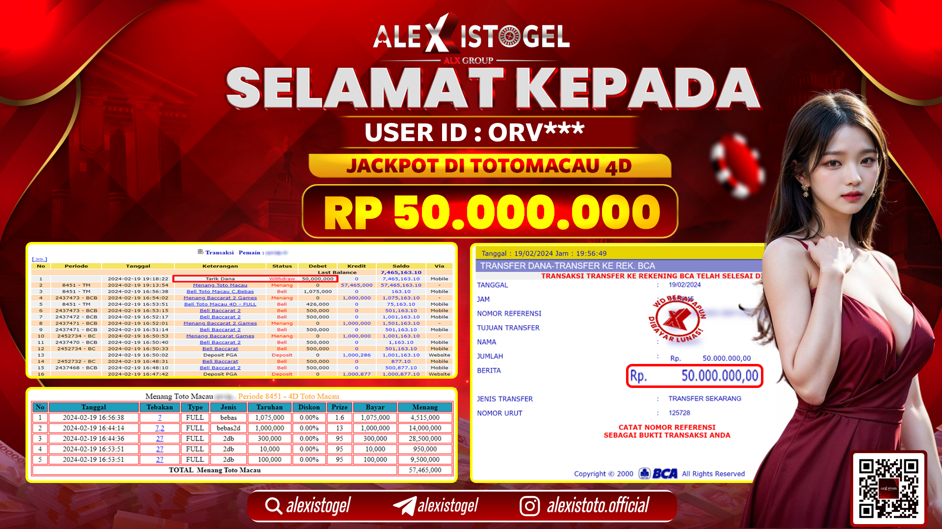 ALEXISTOGEL JACKPOT TOTO MACAU POOLS RP. 50.000.000 LUNAS