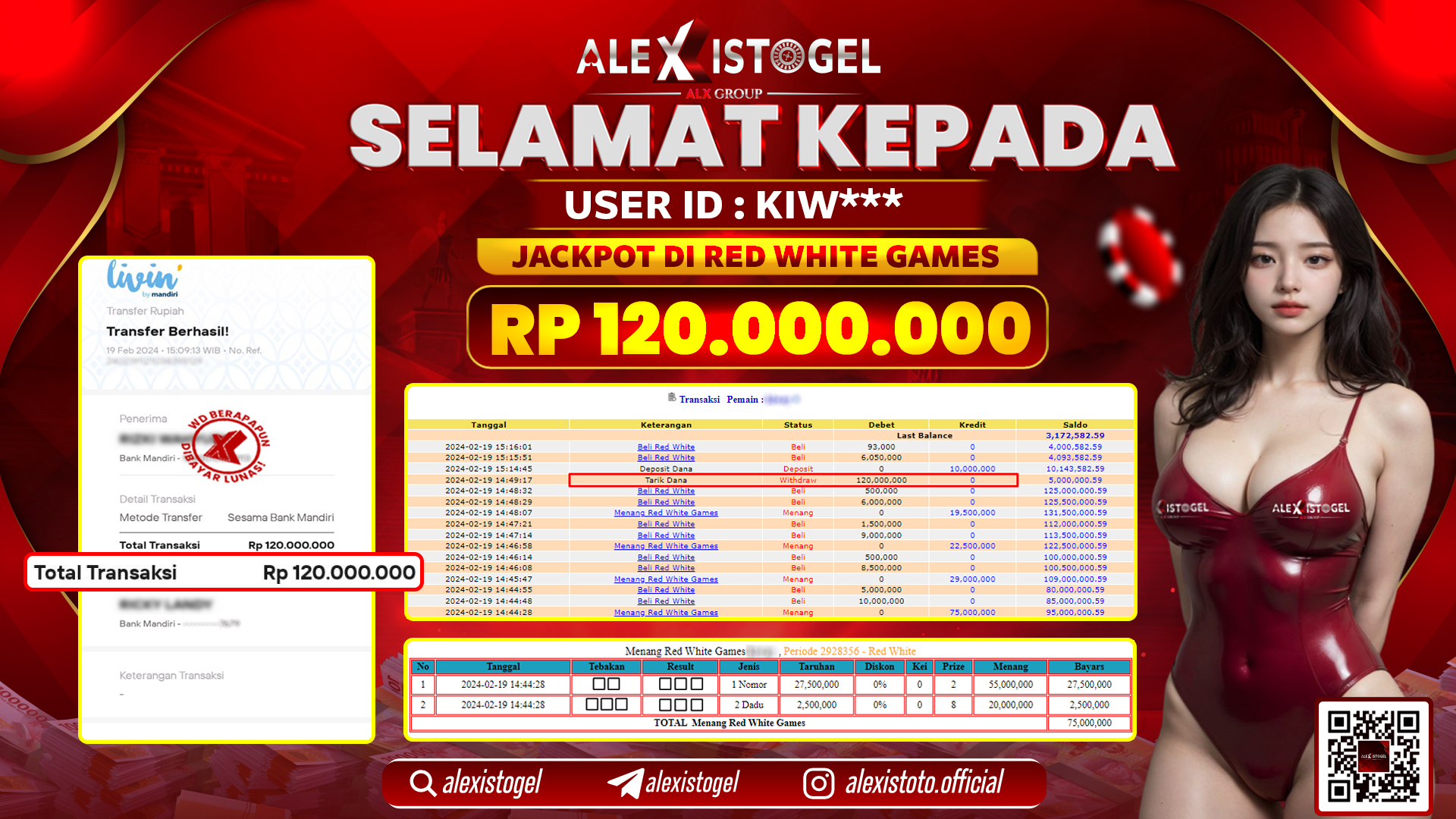ALEXISTOGEL JACKPOT LIVE GAMES RP. 120.000.000 LUNAS