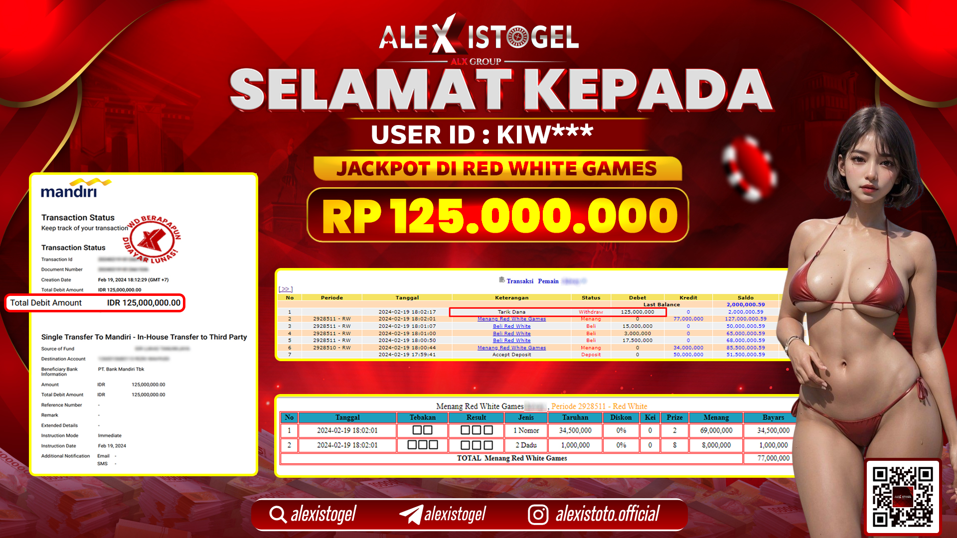 ALEXISTOGEL JACKPOT LIVE GAMES RP. 125.000.000 LUNAS