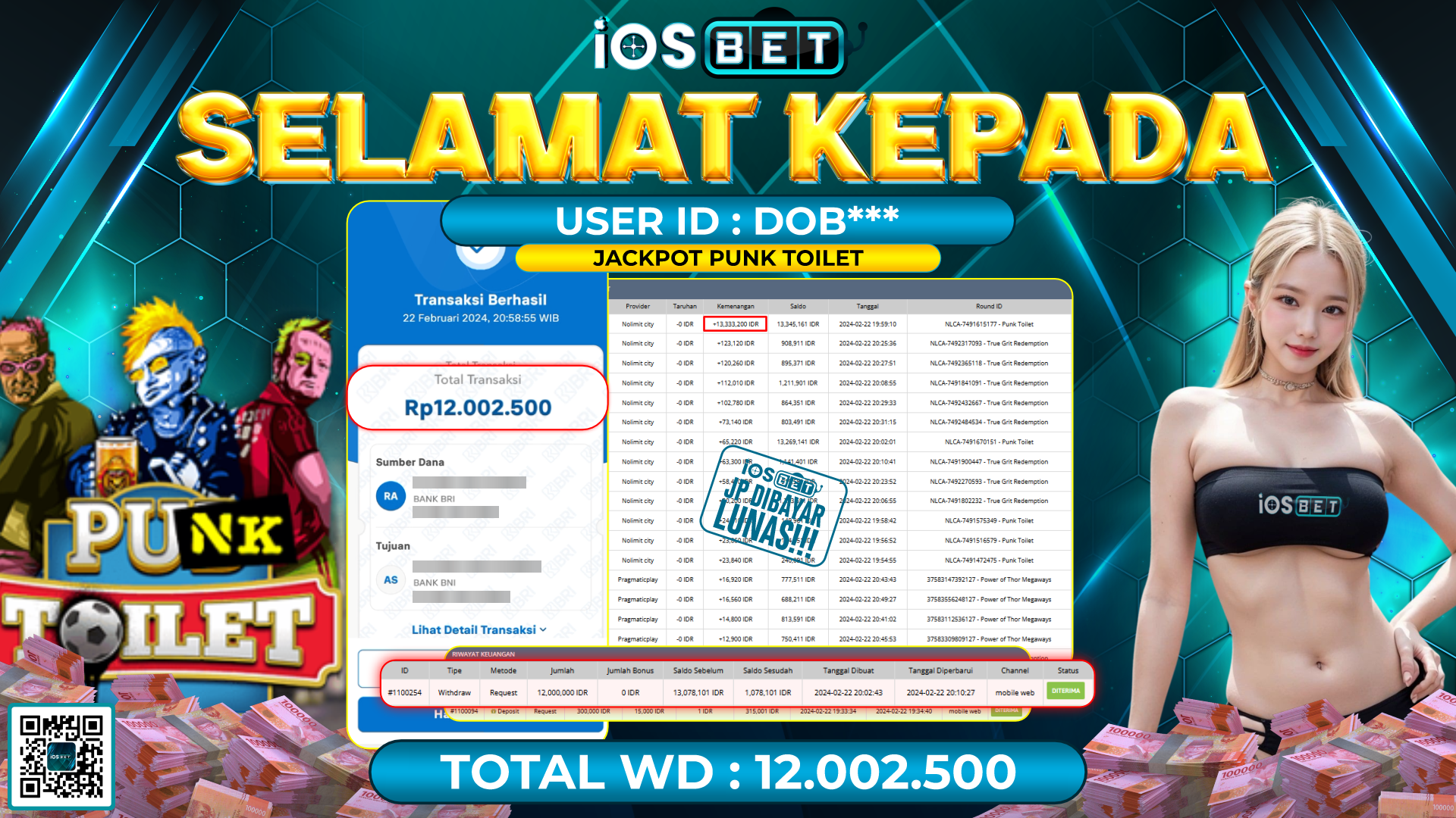 Bukti Pembayaran LUNAS SLOT GAMES GACOR Rp. 12.002.500,-