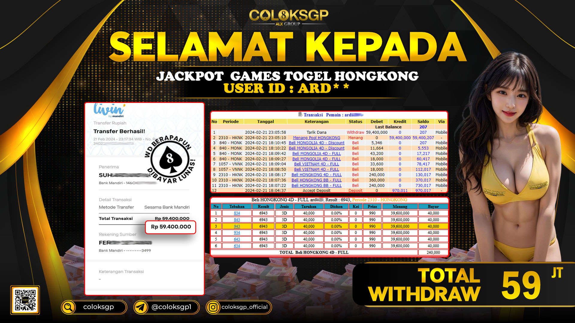 COLOKSGP JACKPOT HONGKONG POOLS RP 59.000.000 LUNAS