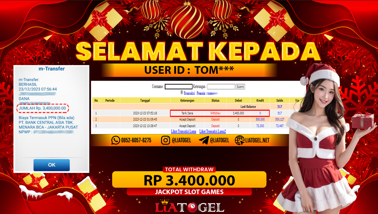 LIATOGEL - JACKPOT SLOT GAMESï»¿ RP 3.400.000,- LUNAS