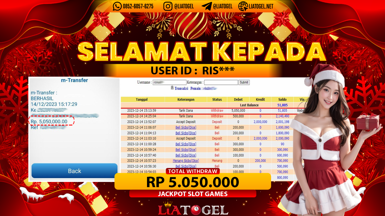 LIATOGEL - JACKPOT SLOT GAMESï»¿ RP 5.050.000,- LUNAS