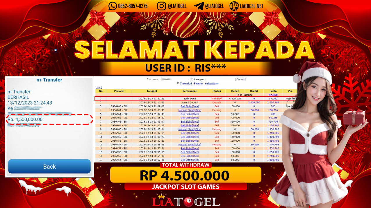 LIATOGEL - JACKPOT SLOT GAMESï»¿ RP 4.500.000,- LUNAS
