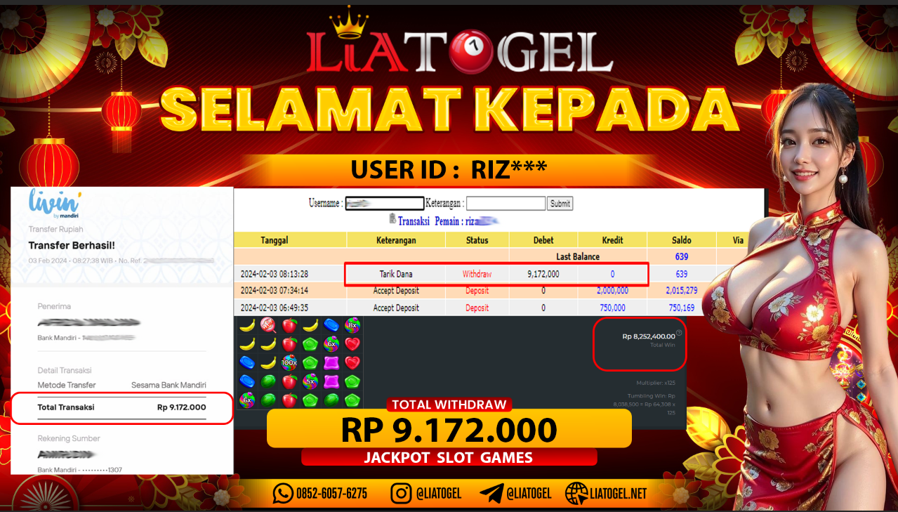 LIATOGEL - JACKPOT SLOT GAMES SWEET BONANZA RP 9.172.000,- LUNAS