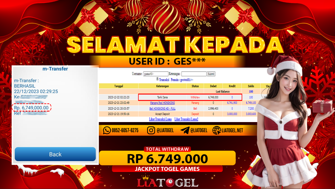 LIATOGEL - JACKPOT HONGKONG POOLS GAMESï»¿ RP 6.749.000,- LUNAS