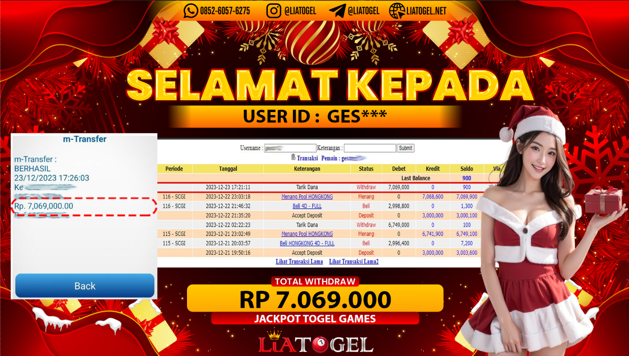 LIATOGEL - JACKPOT HONGKONG POOLS GAMESï»¿ RP 7.069.000,- LUNAS