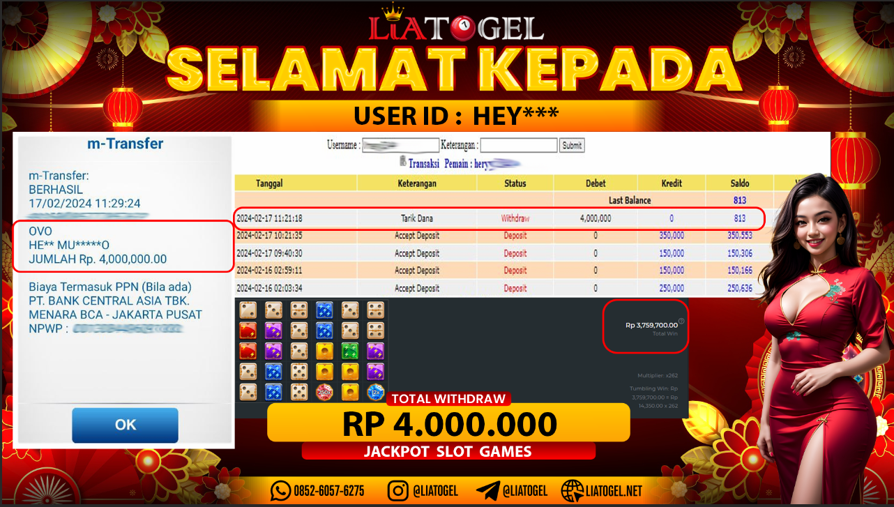 LIATOGEL - JACKPOT SLOT GAMES GATES OF OLYMPUS DICEï»¿ RP 4.000.000,- LUNAS