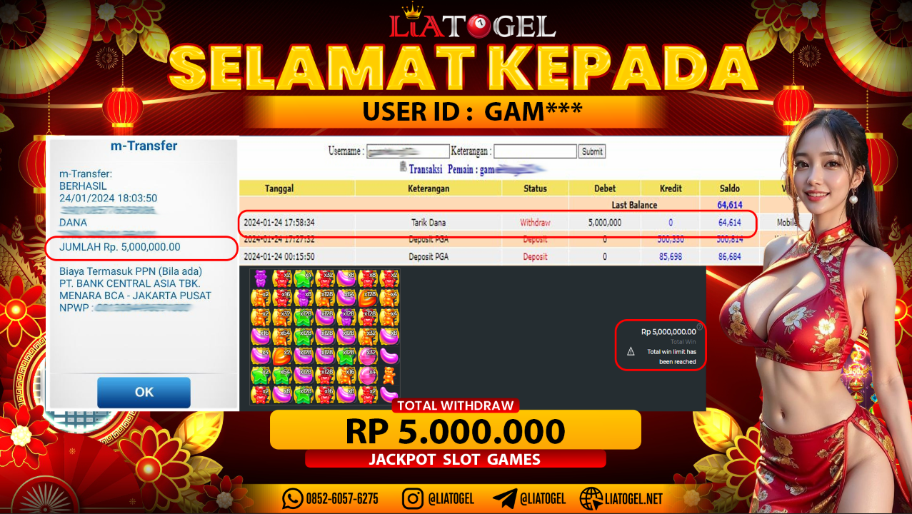 LIATOGEL  - JACKPOT SLOT GAMES SUGAR RUSHï»¿ RP 5.000.000,- LUNAS