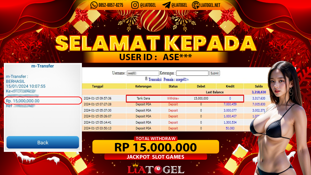 LIATOGEL  - JACKPOT SLOT GAMES RP 15.000.000,- LUNAS