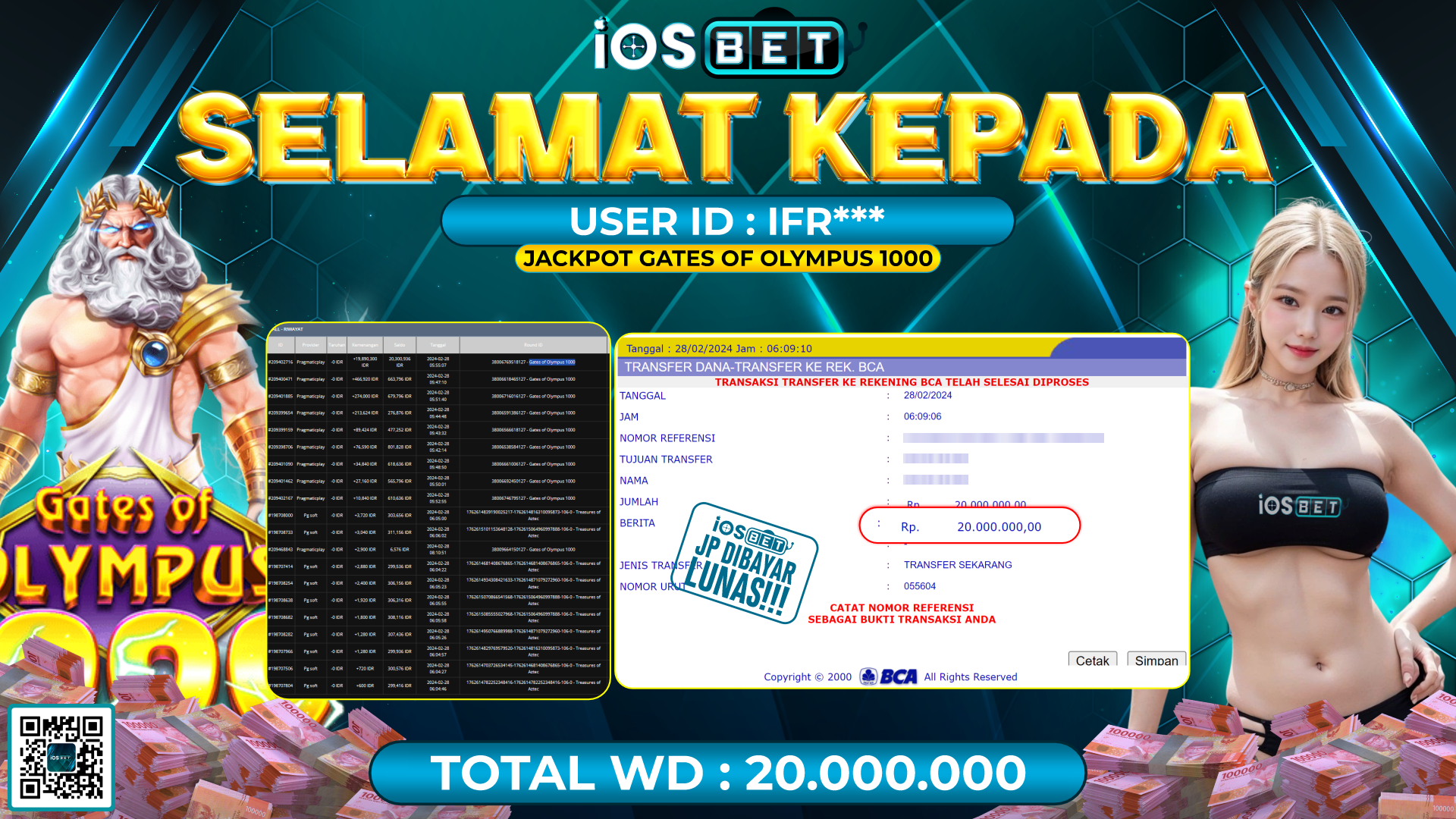 Bukti Pembayaran LUNAS SLOT GAMES GACOR Rp. 20.000.000,-
