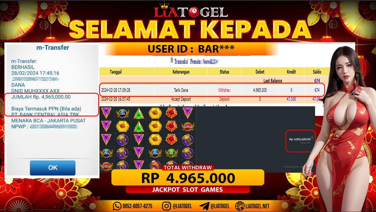 LIATOGEL - JACKPOT SLOT GAMES GATES OF OLYMPUSï»¿ RP 4.965.000,- LUNAS