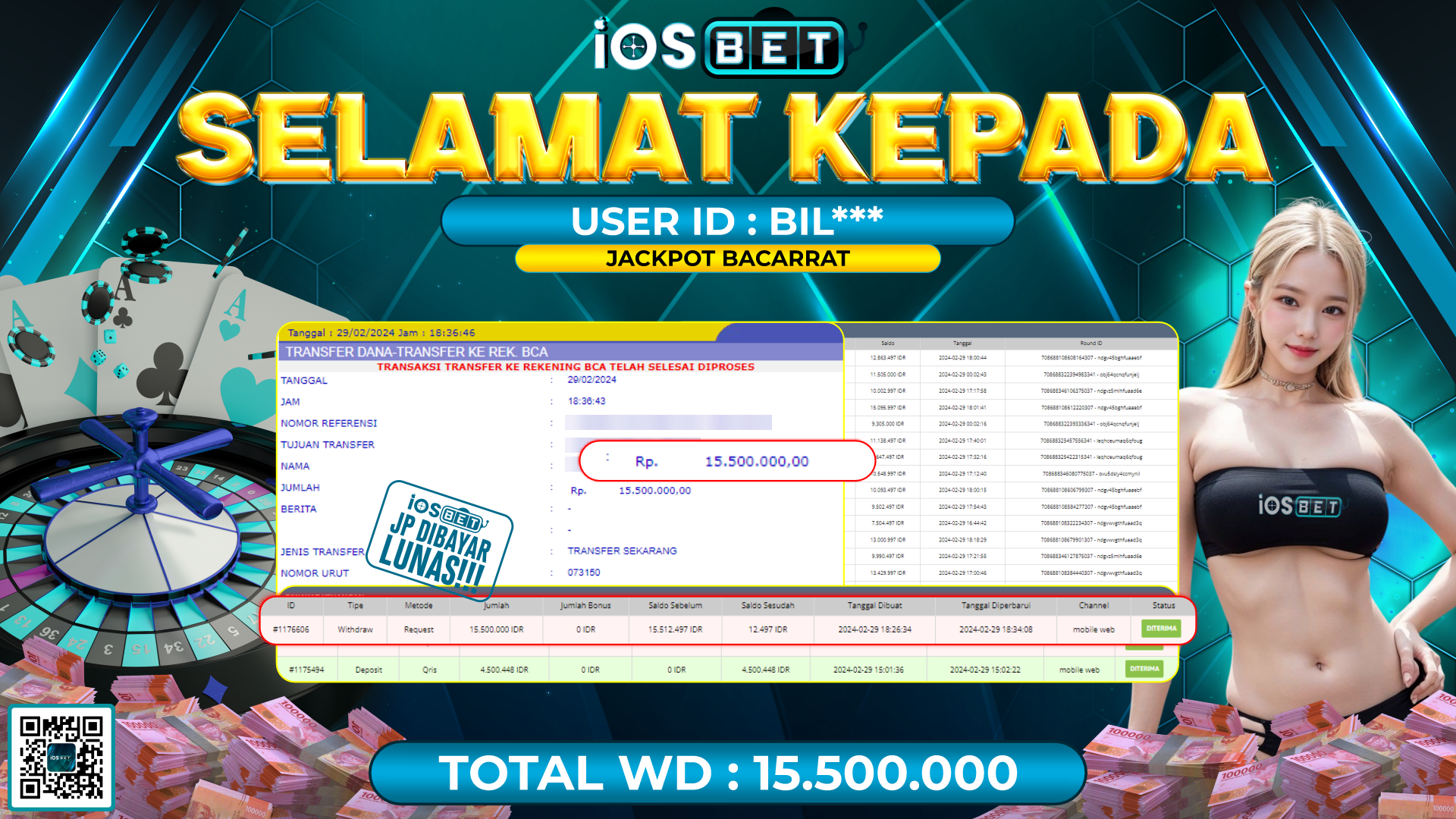 Bukti Pembayaran LUNAS LIVE GAMES GACOR Rp. 15.500.000,-