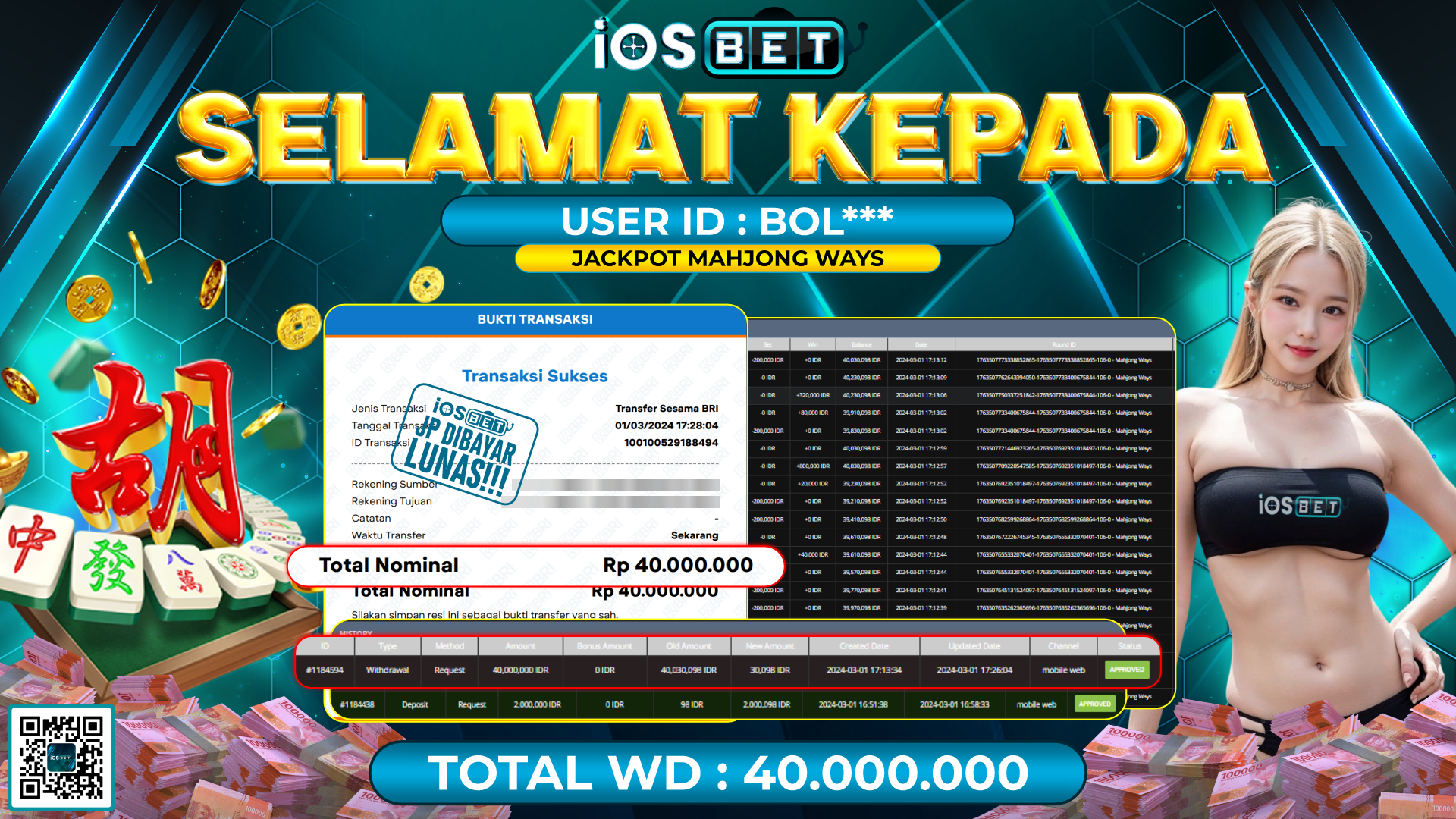 Bukti Pembayaran LUNAS SLOT GAMES GACOR Rp. 40.000.000,-