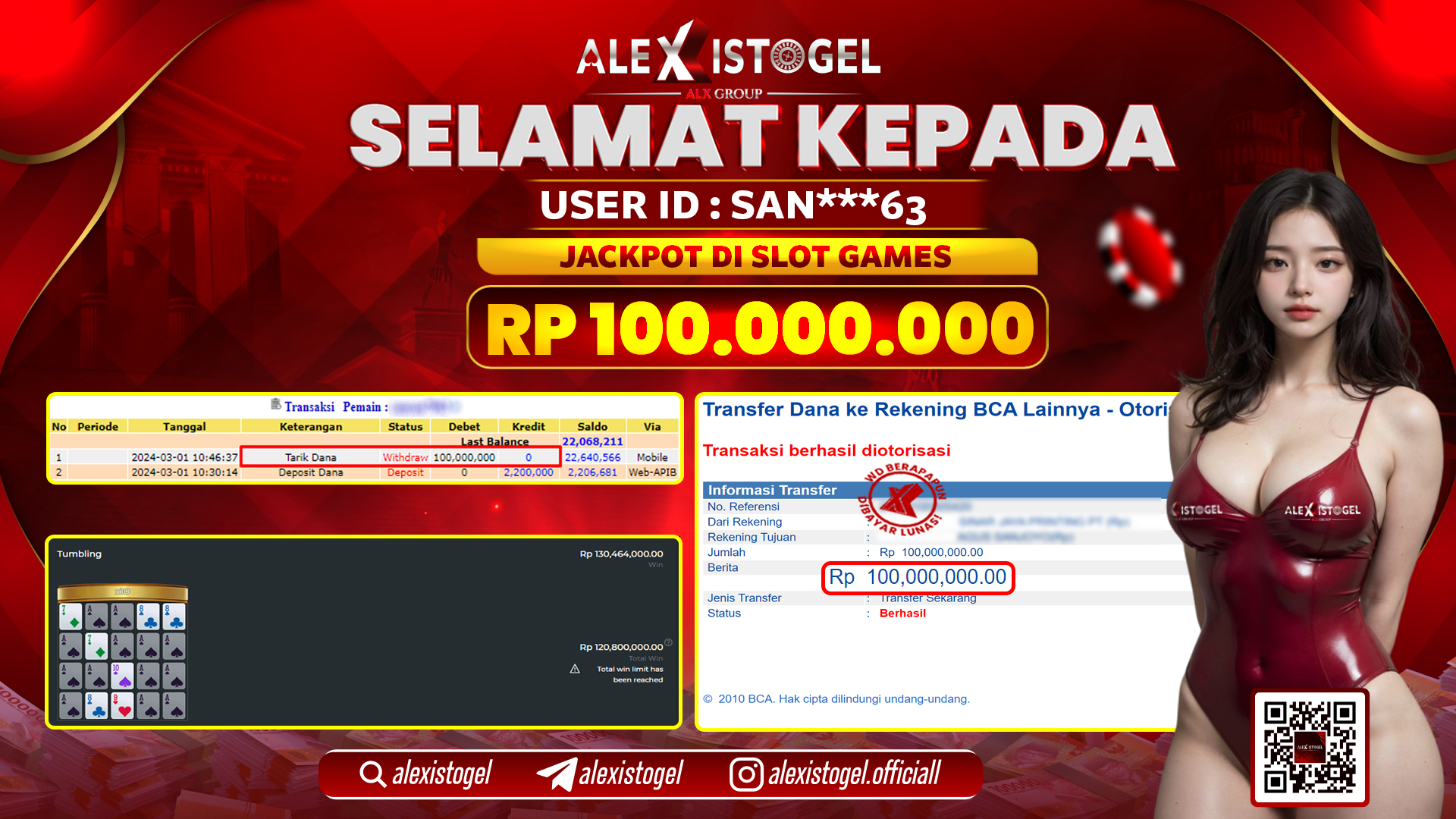 ALEXISTOGEL JACKPOT SLOT GAMES RP. 100.000.000 LUNAS