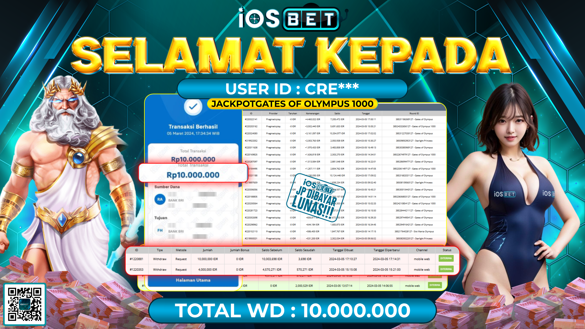Bukti Pembayaran LUNAS SLOT GAMES GACOR Rp. 10.000.000,-