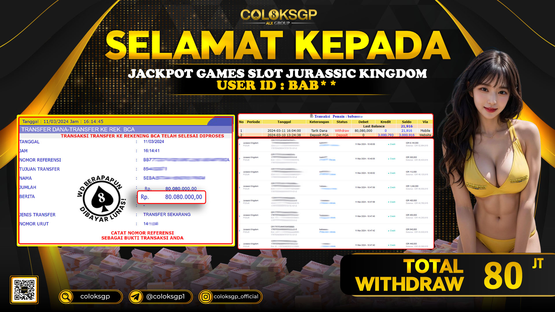 COLOKSGP JACKPOT SLOT GAMES RP 80.000.000 LUNAS