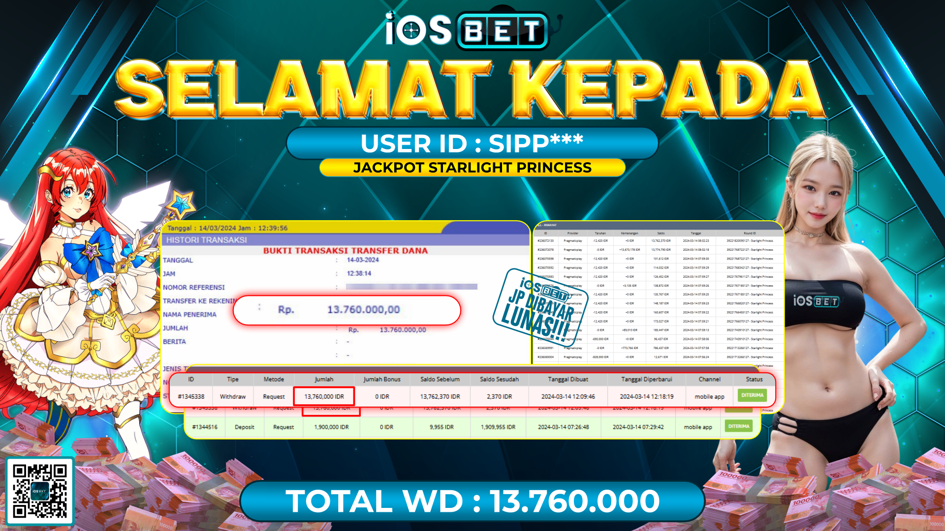 Bukti Pembayaran LUNAS SLOT GAMES GACOR Rp.13.760.000,-