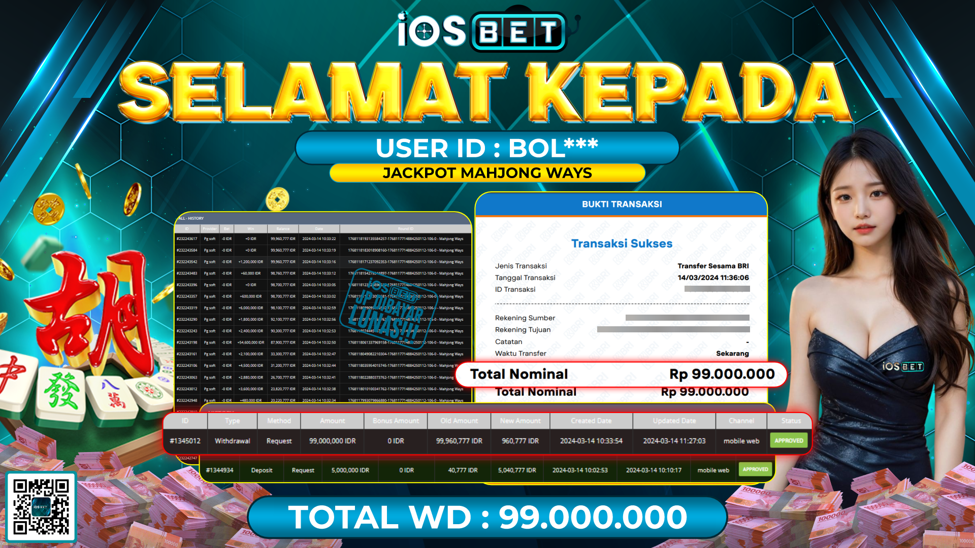 Bukti Pembayaran LUNAS SLOT GAMES GACOR Rp.99.000.000,-