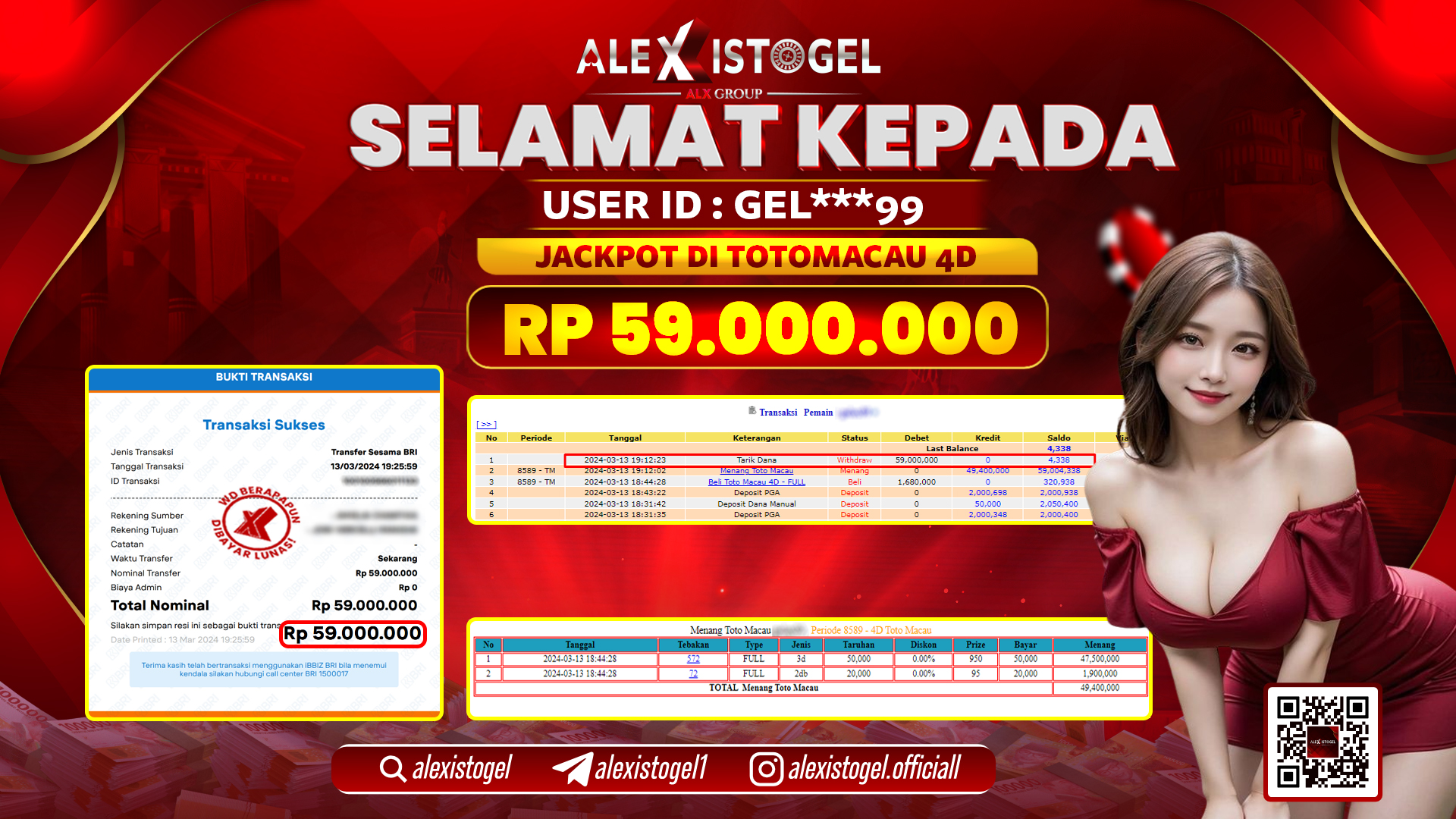 ALEXISTOGEL JACKPOT TOTO MACAU POOLS RP. 59.000.000 LUNAS