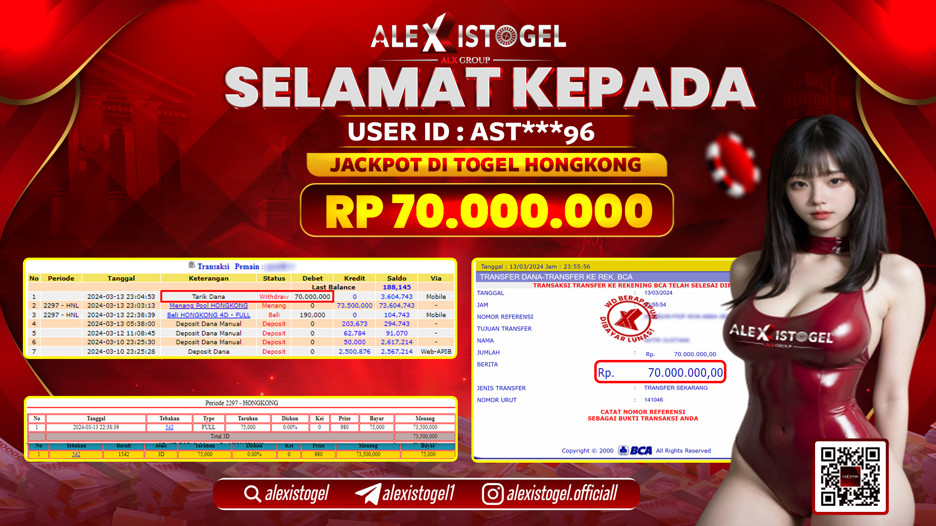 ALEXISTOGEL JACKPOT HONGKONG POOLS RP. 70.000.000 LUNAS