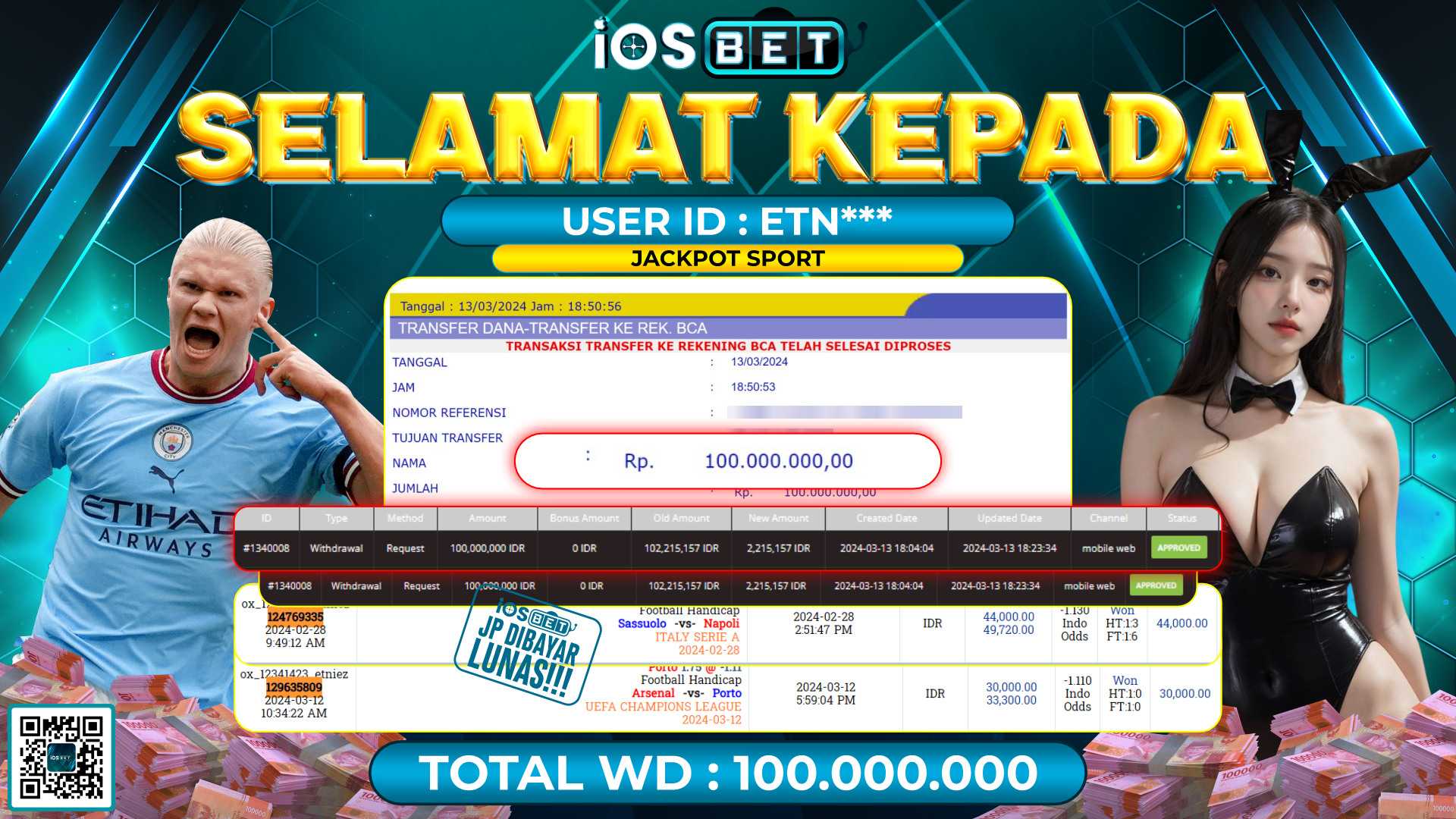 Bukti Pembayaran LUNAS SLOT GAMES GACOR Rp.100.000.000,-