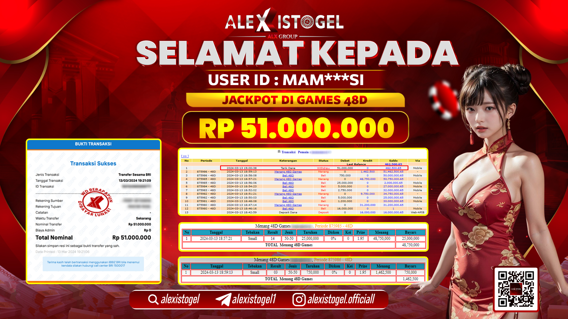 ALEXISTOGEL JACKPOT 48D GAMES RP. 51.000.000 LUNAS