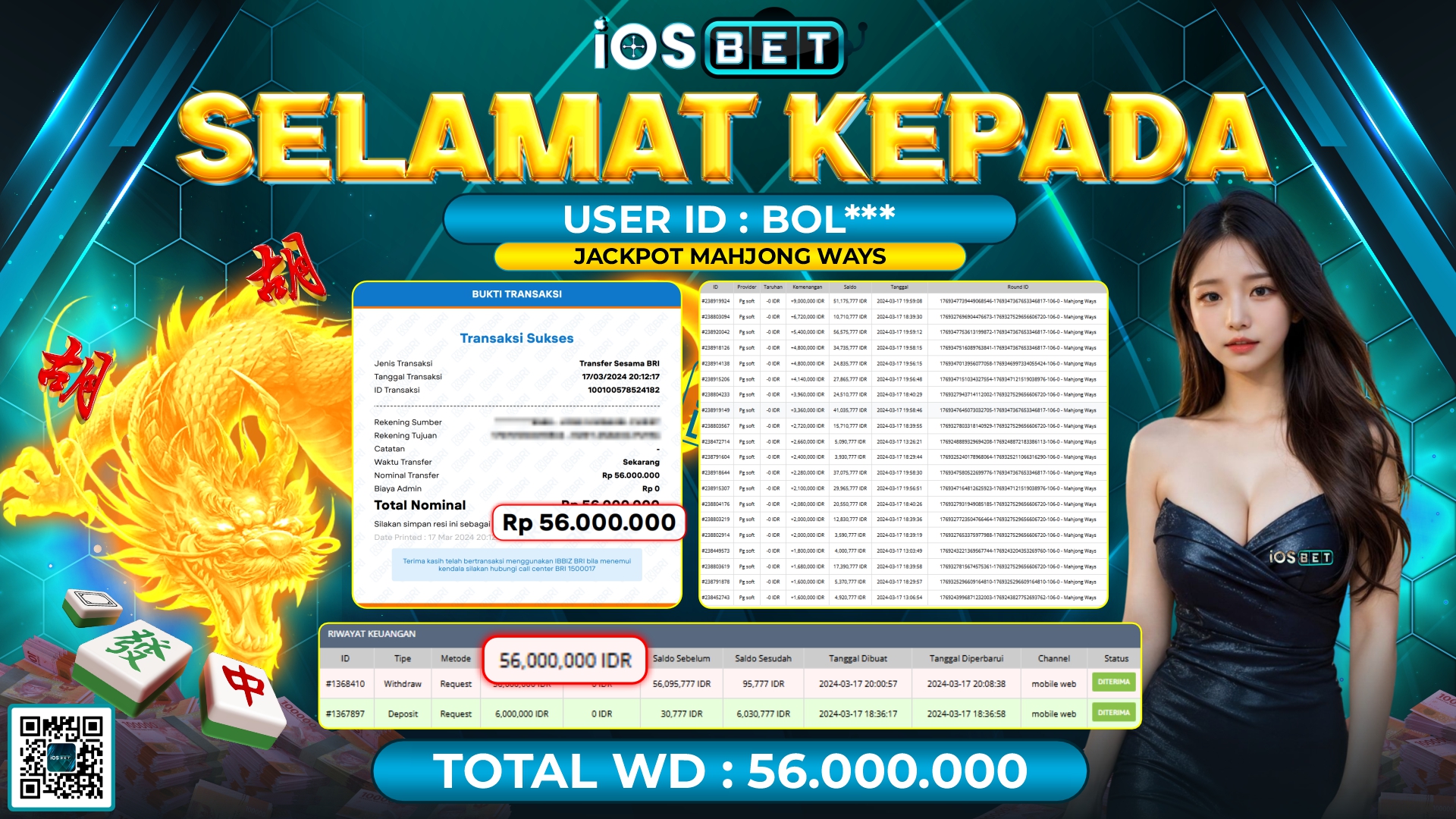 Bukti Pembayaran LUNAS SLOT GAMES GACOR Rp.56.000.000,-