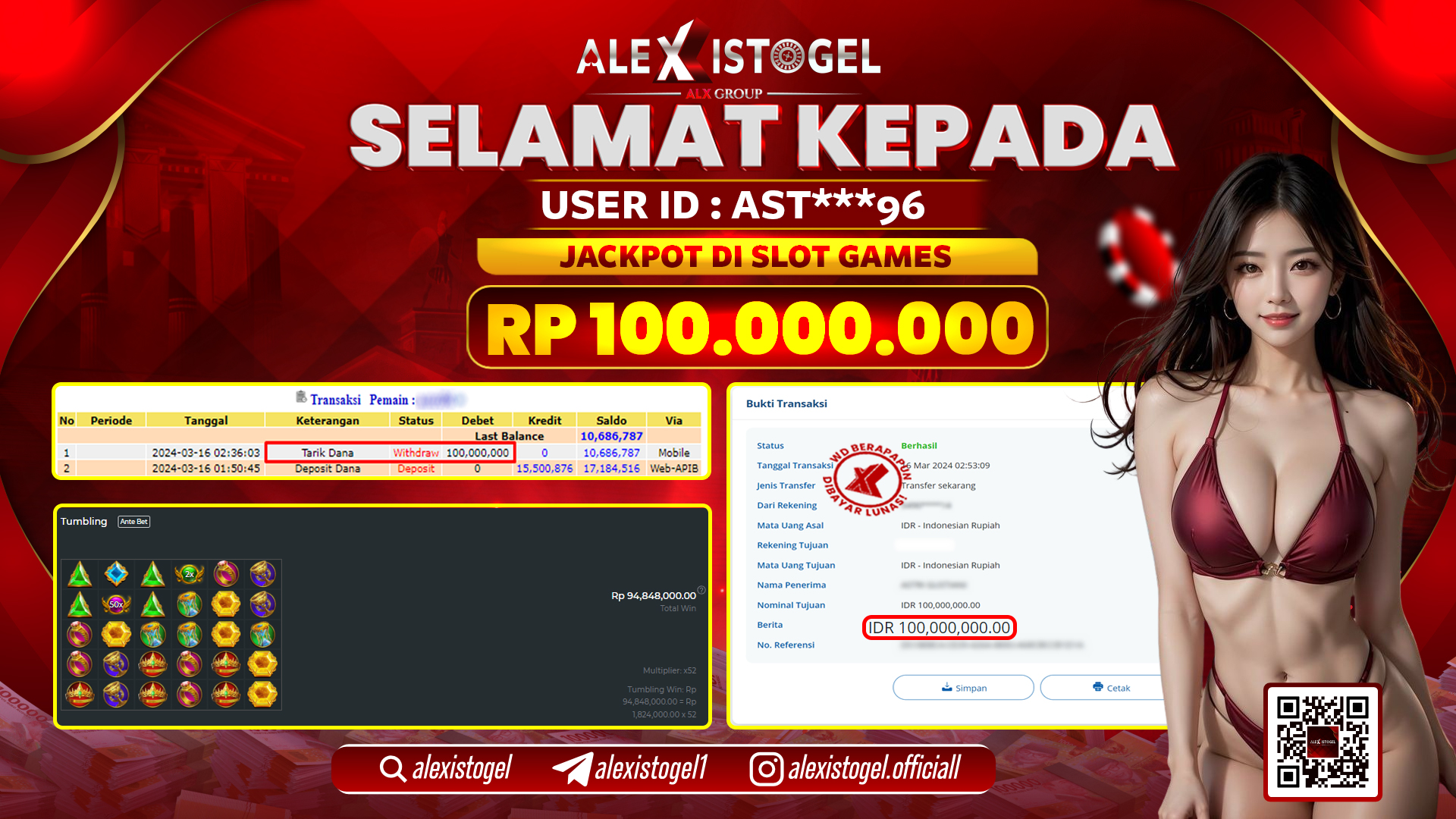 ALEXISTOGEL JACKPOT SLOT GAMES RP. 100.000.000 LUNAS