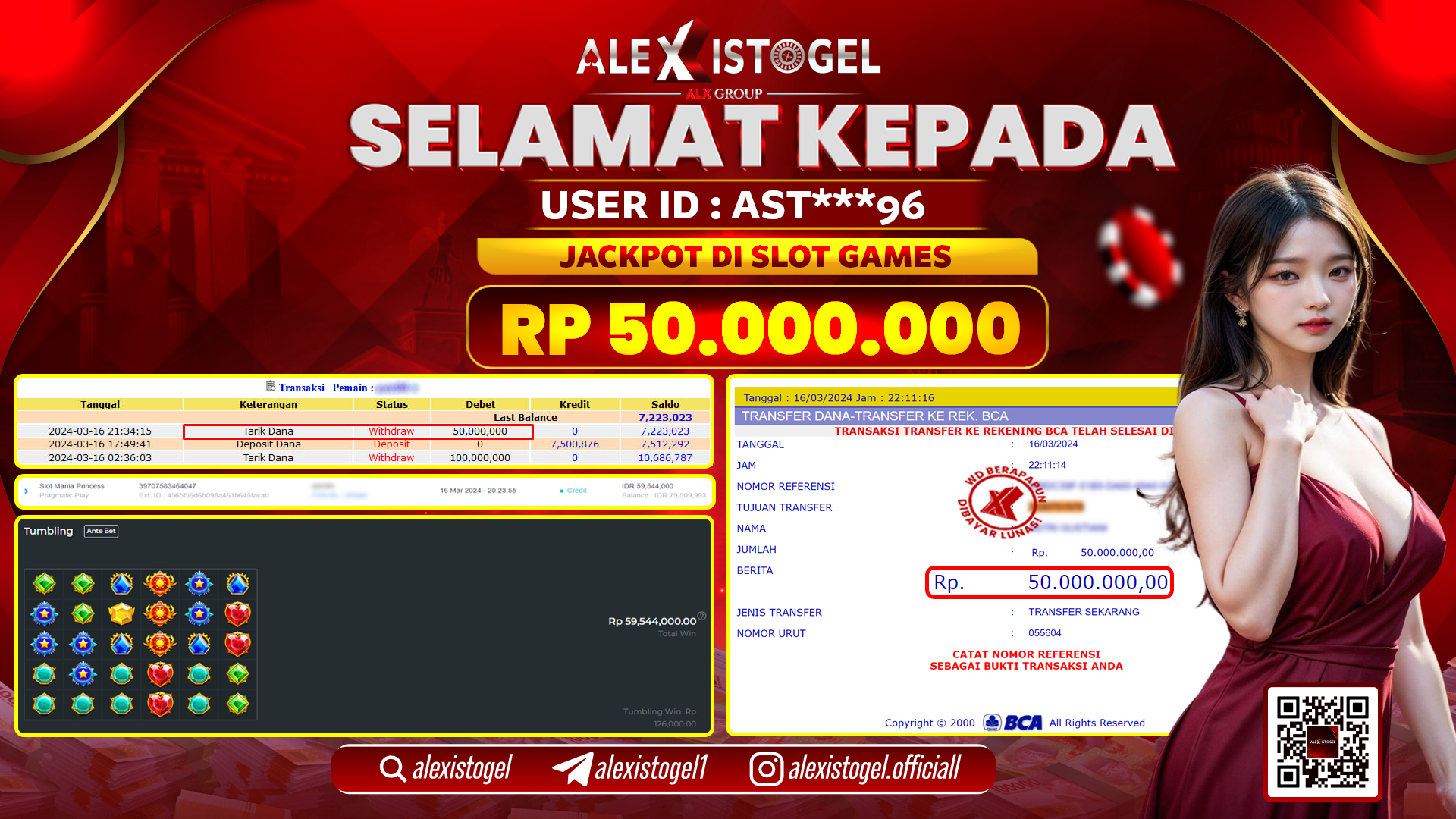 ALEXISTOGEL JACKPOT SLOT GAMES RP. 50.000.000 LUNAS