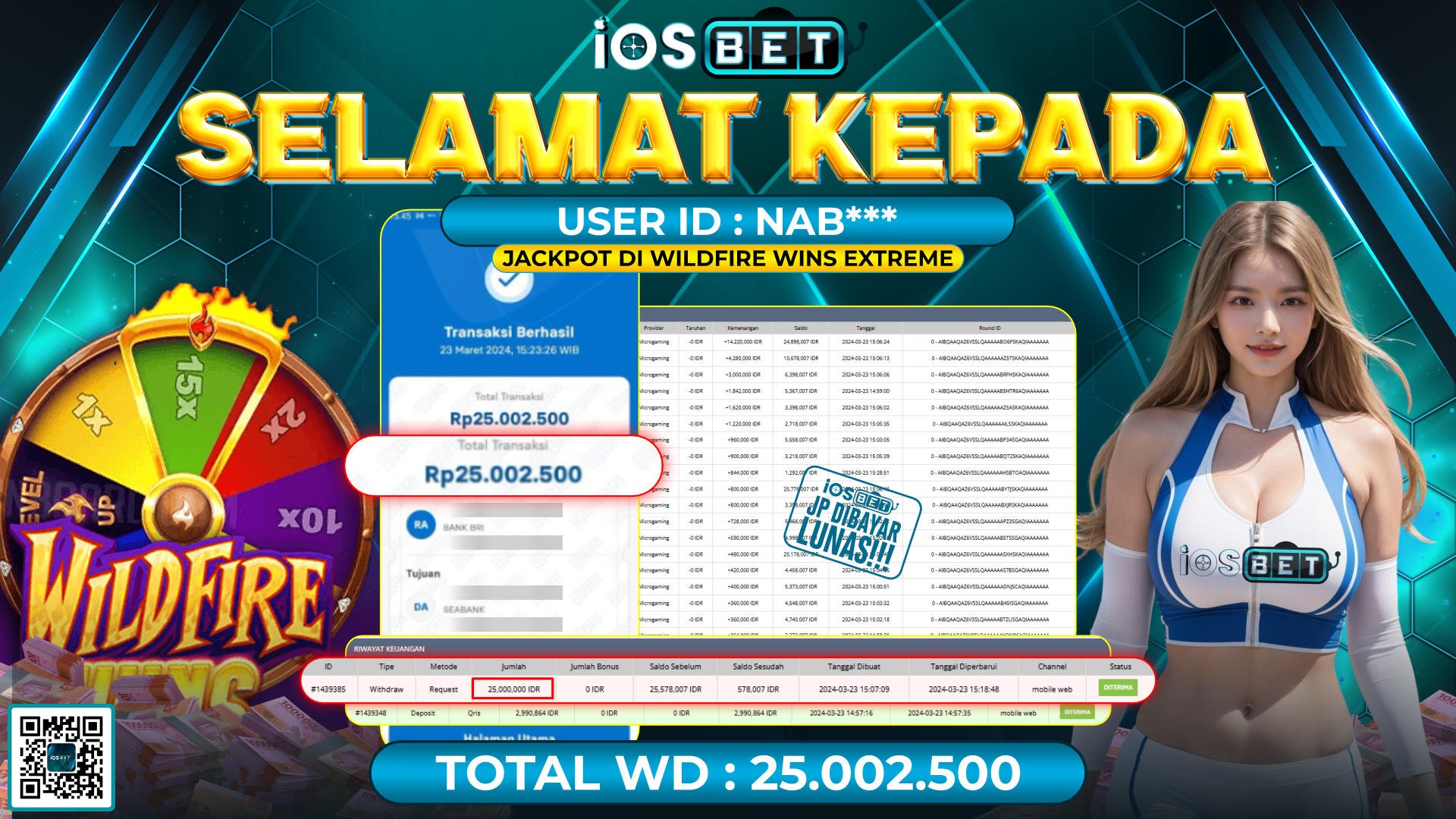 Bukti Pembayaran LUNAS SLOT GAMES GACOR Rp.25.002.500,-