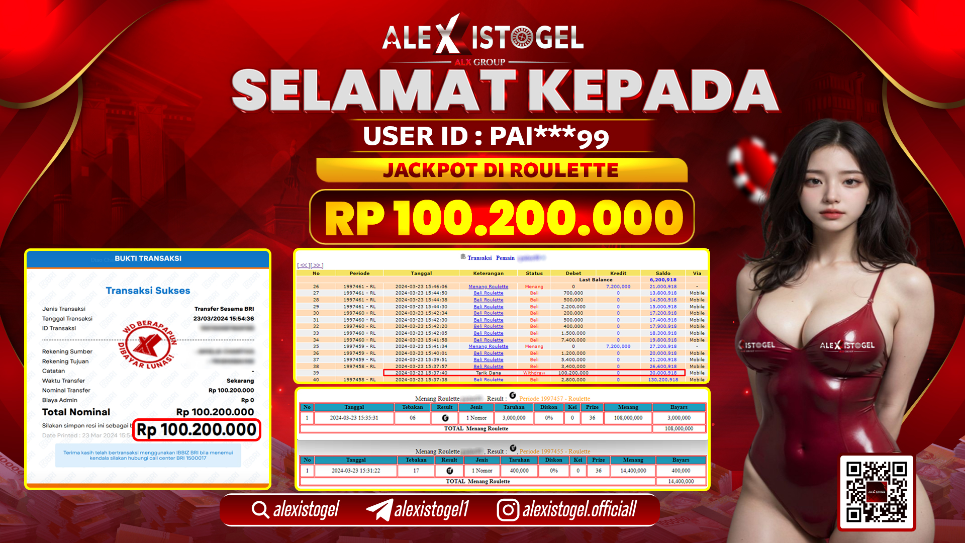 ALEXISTOGEL JACKPOT ROULETTE RP. 100.200.000 LUNAS