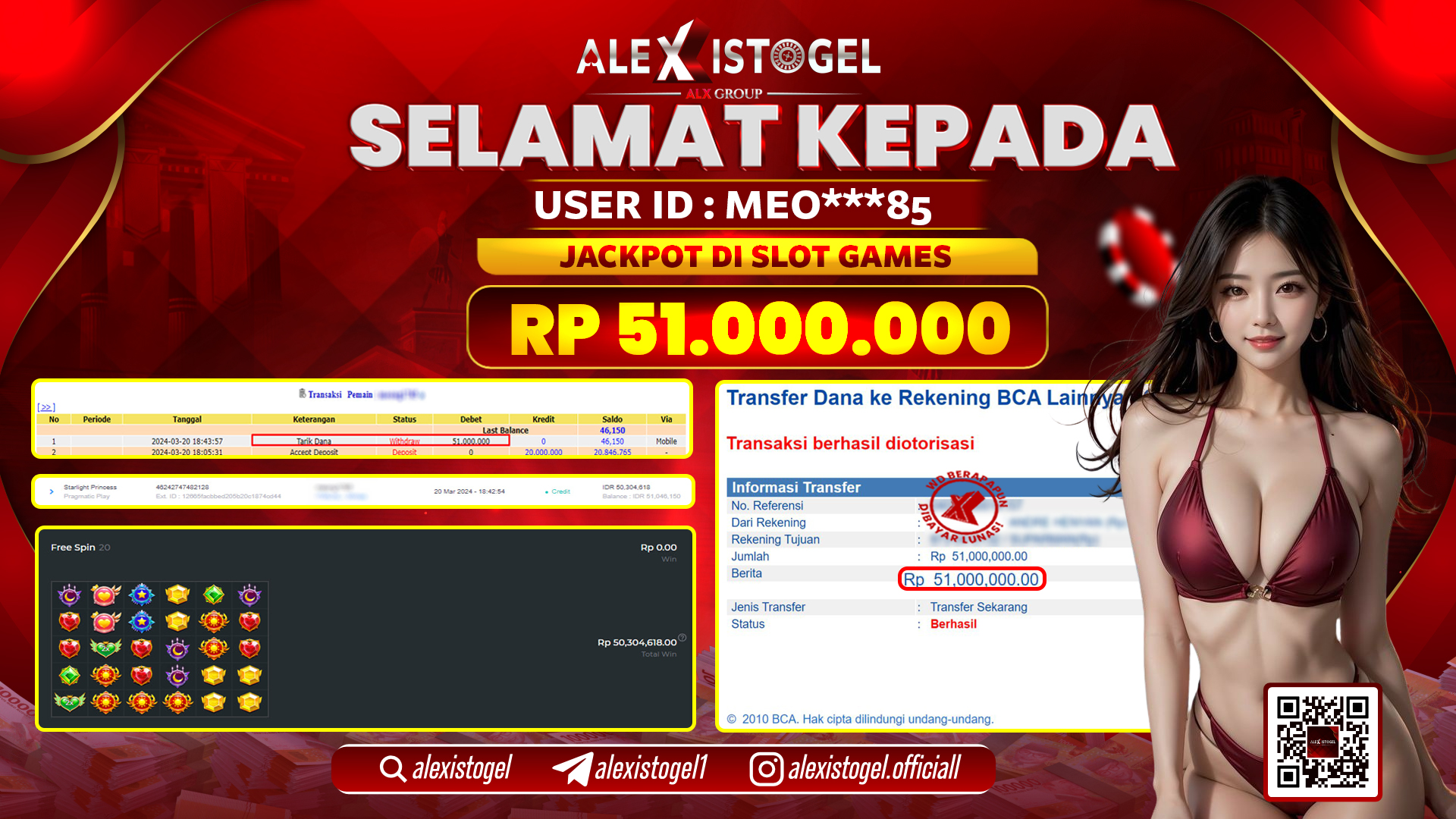 ALEXISTOGEL JACKPOT SLOT GAMES RP. 51.000.000 LUNAS
