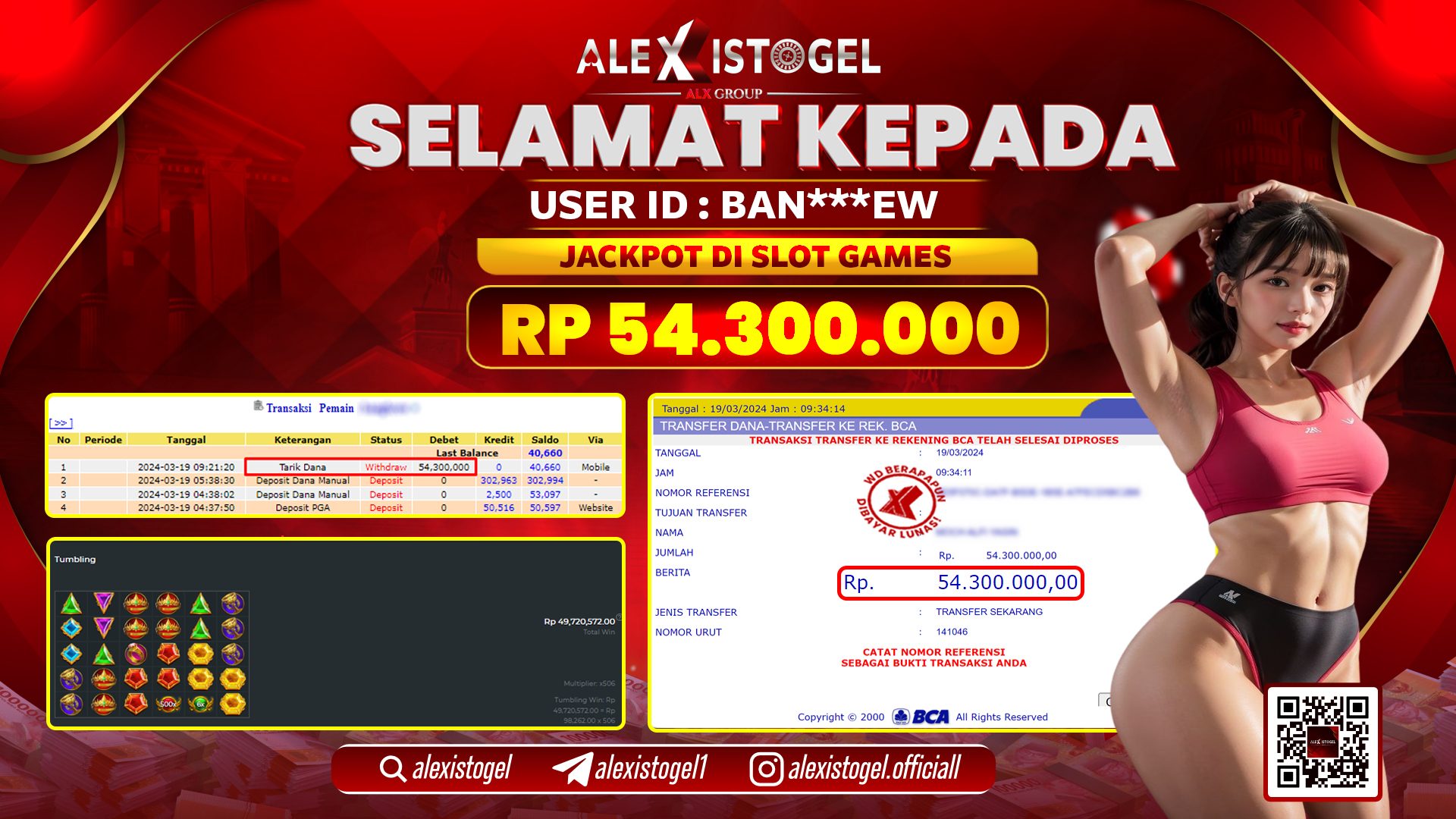 ALEXISTOGEL JACKPOT SLOT GAMES RP. 54.300.000 LUNAS