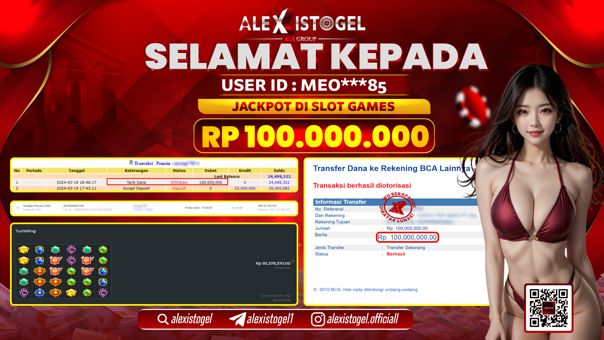 ALEXISTOGEL JACKPOT SLOT GAMES RP. 100.000.000 LUNAS