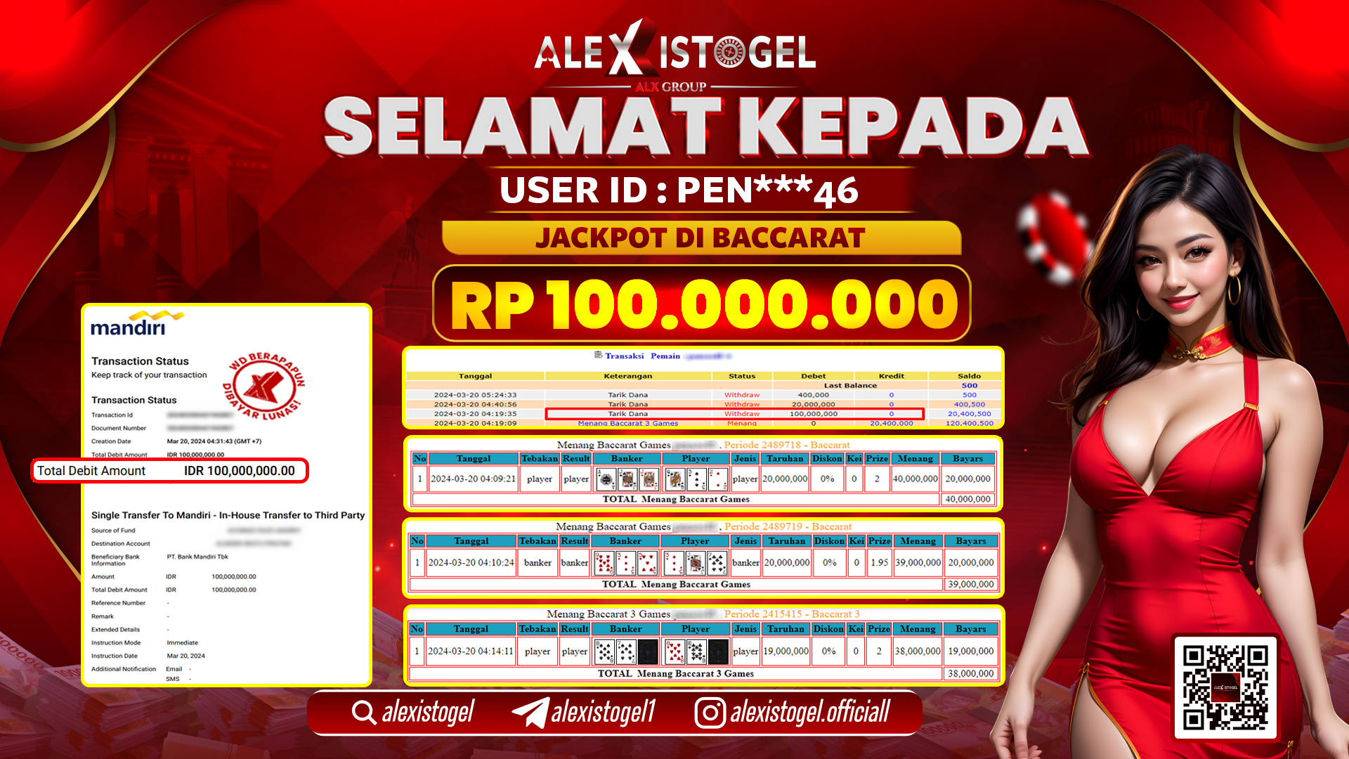 ALEXISTOGEL JACKPOT BACCARAT RP. 100.000.000 LUNAS