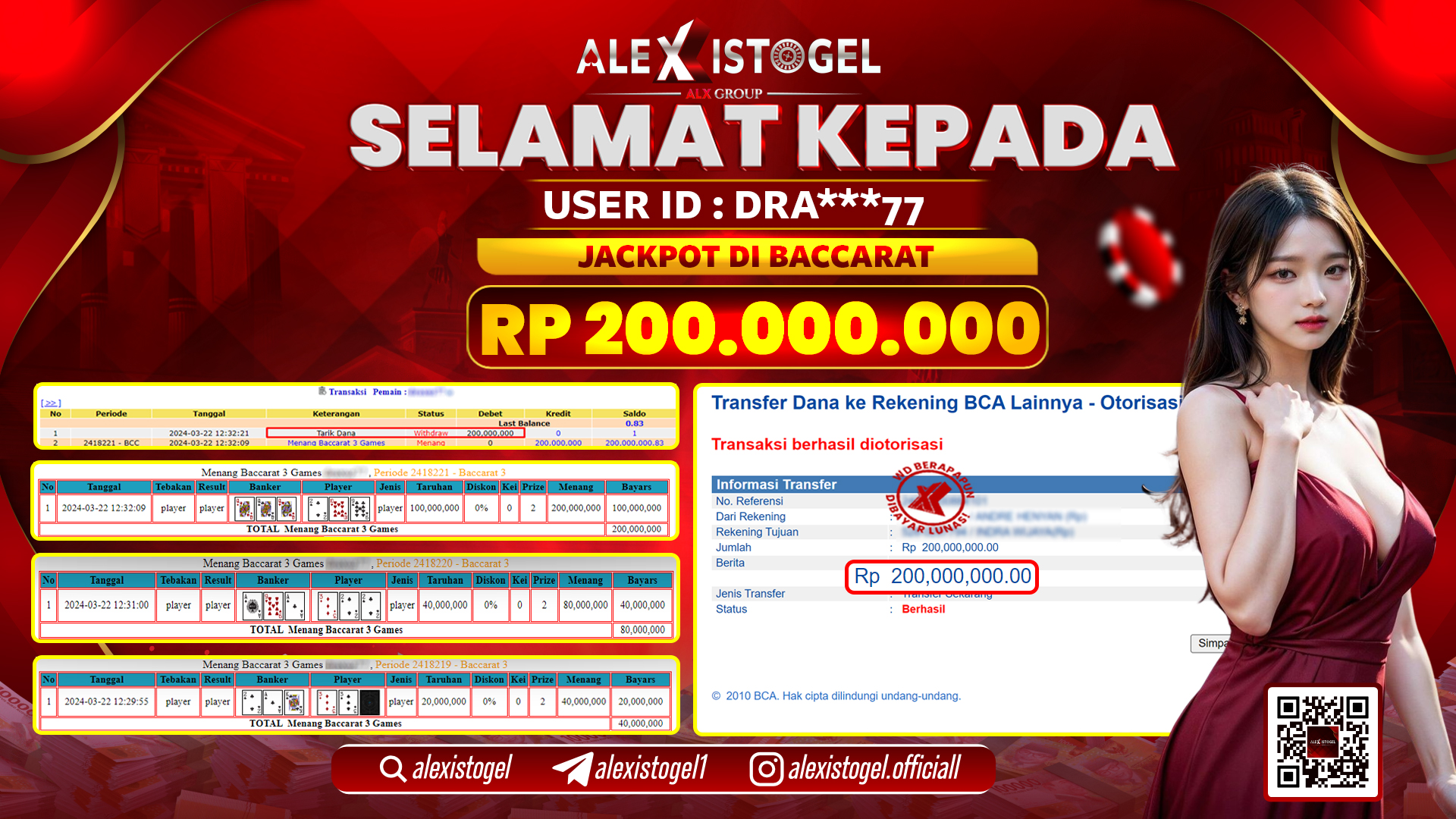 ALEXISTOGEL JACKPOT BACCARAT RP. 200.000.000 LUNAS