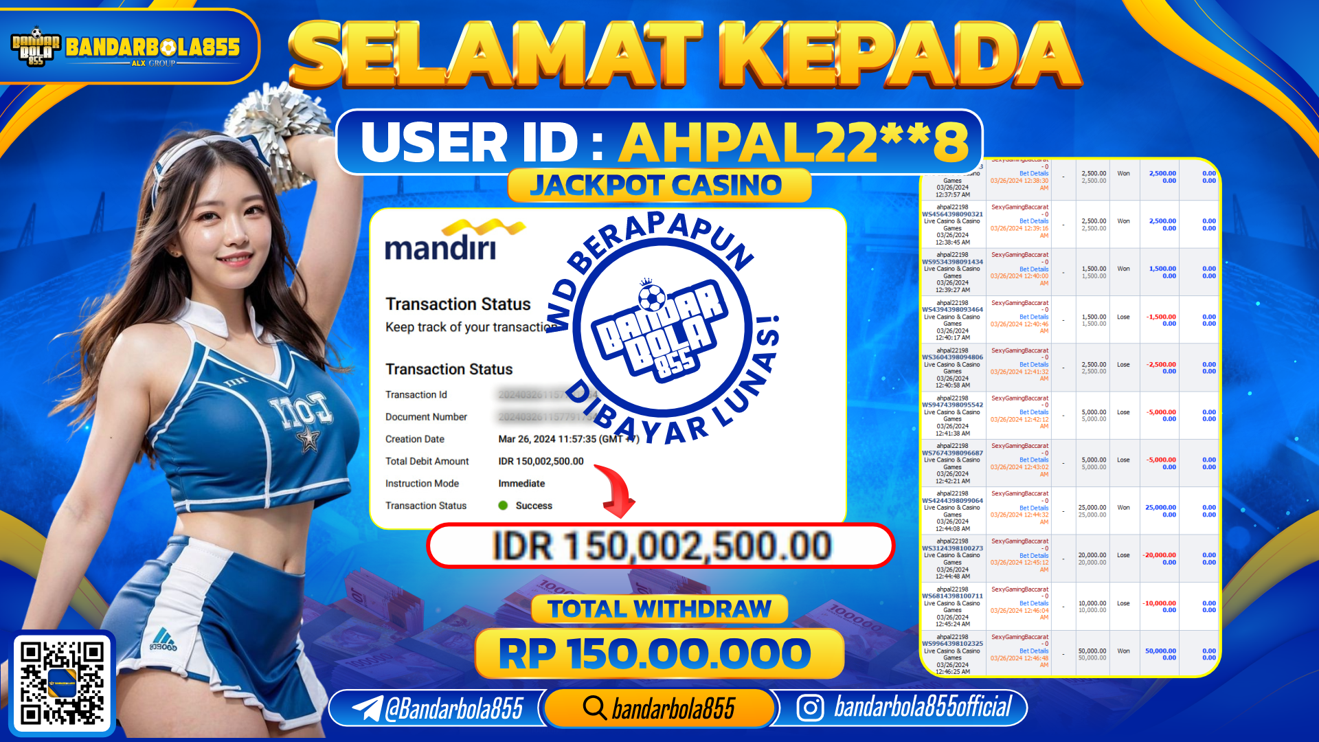 🎖 JACKPOT DI BANDARBOLA855 🎖