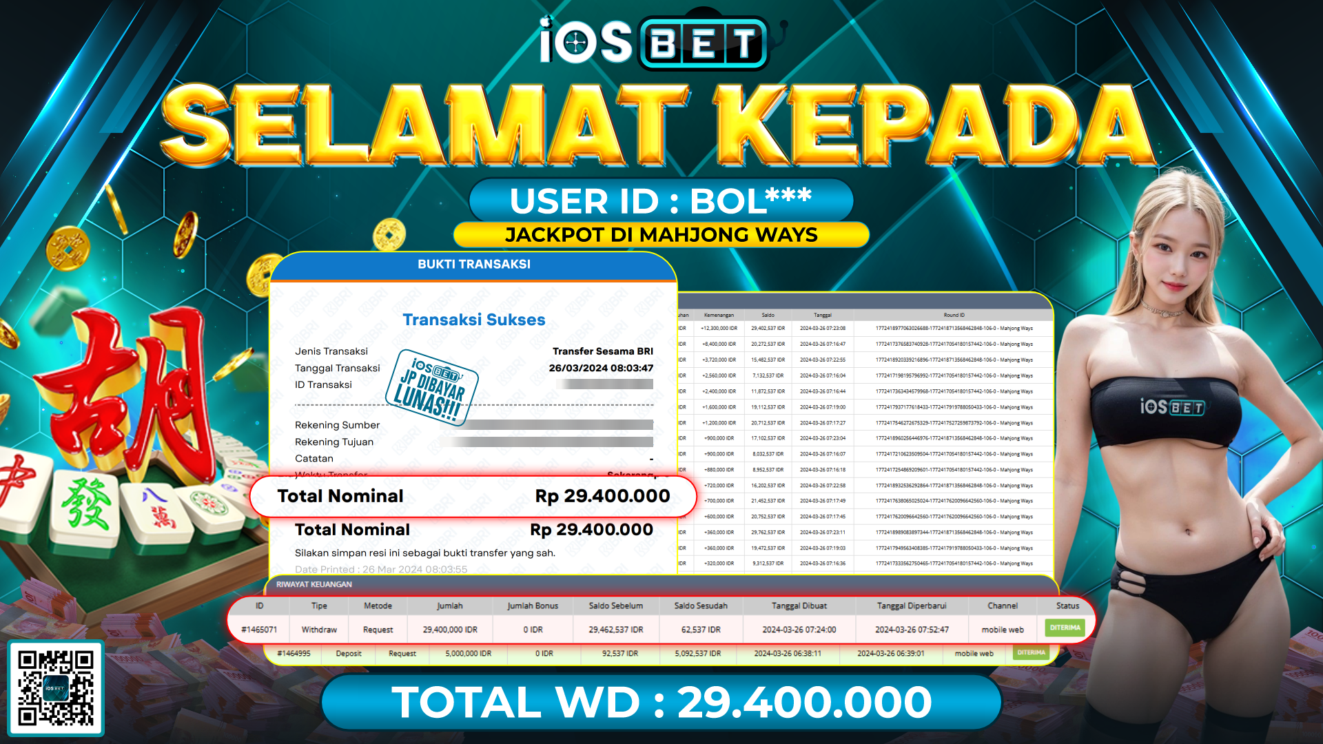 Bukti Pembayaran LUNAS SLOT GAMES GACOR Rp.29.400.000,-