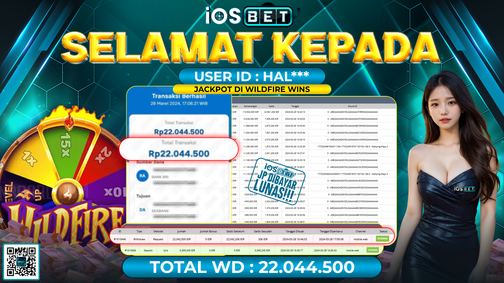 Bukti Pembayaran LUNAS LIVE GAMES GACOR Rp.22.044.500,-