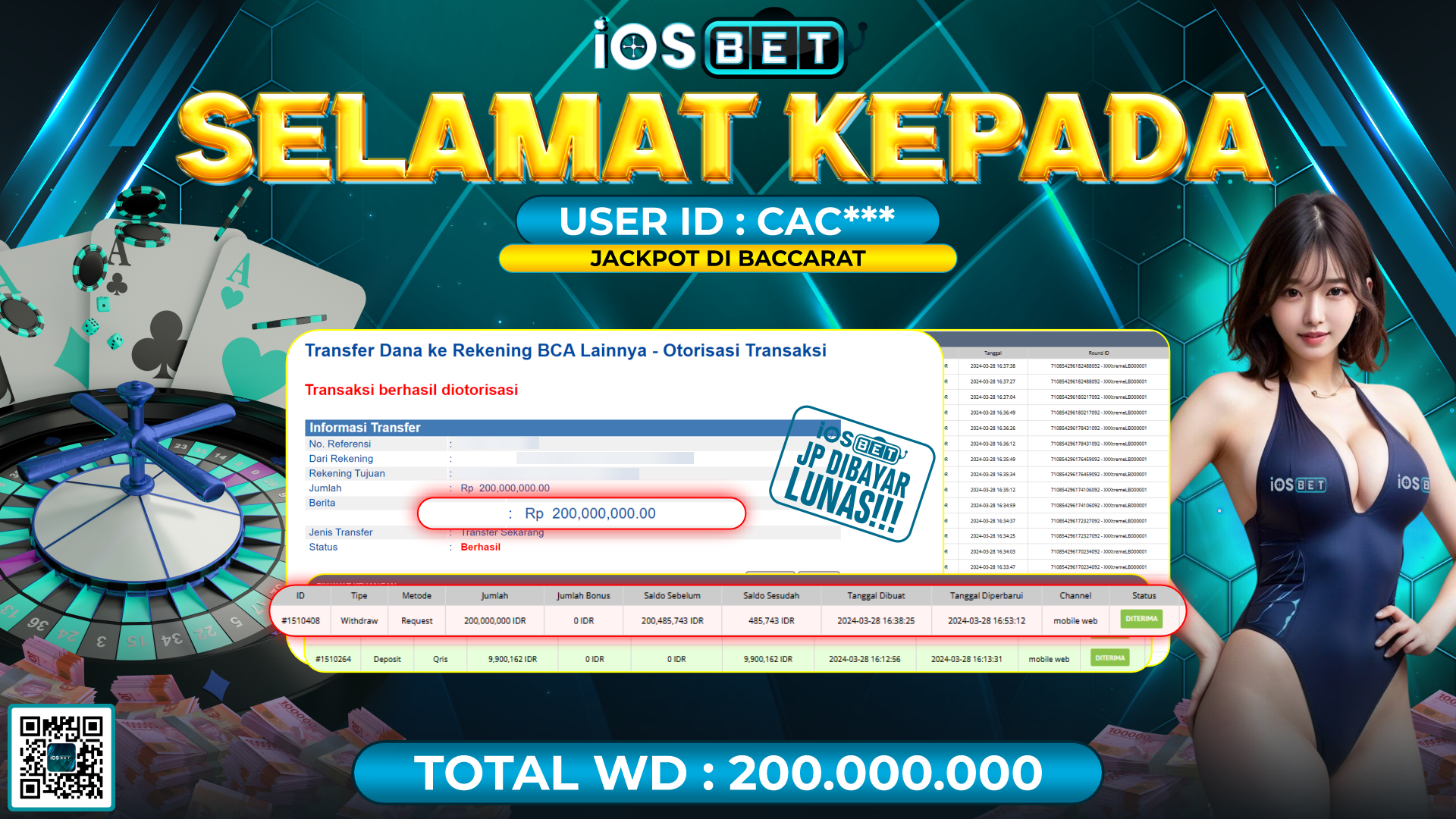 Bukti Pembayaran LUNAS LIVE GAMES GACOR Rp.200.000.000,-