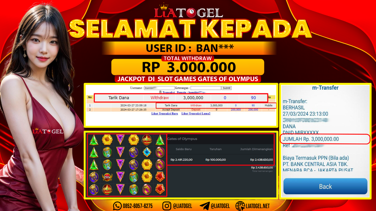 LIATOGEL - JACKPOT SLOT GAMES GATES OF OLYMPUS ï»¿ RP 3.000.000,- LUNAS