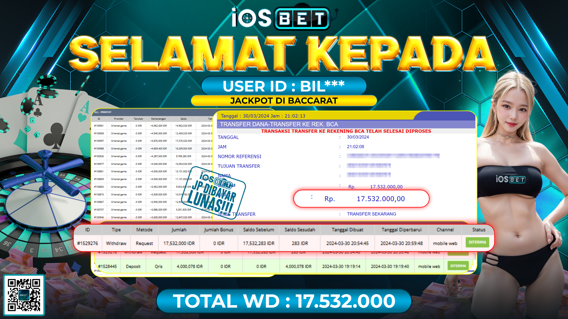 Bukti Pembayaran LUNAS LIVE GAMES GACOR Rp.17.532.000,-