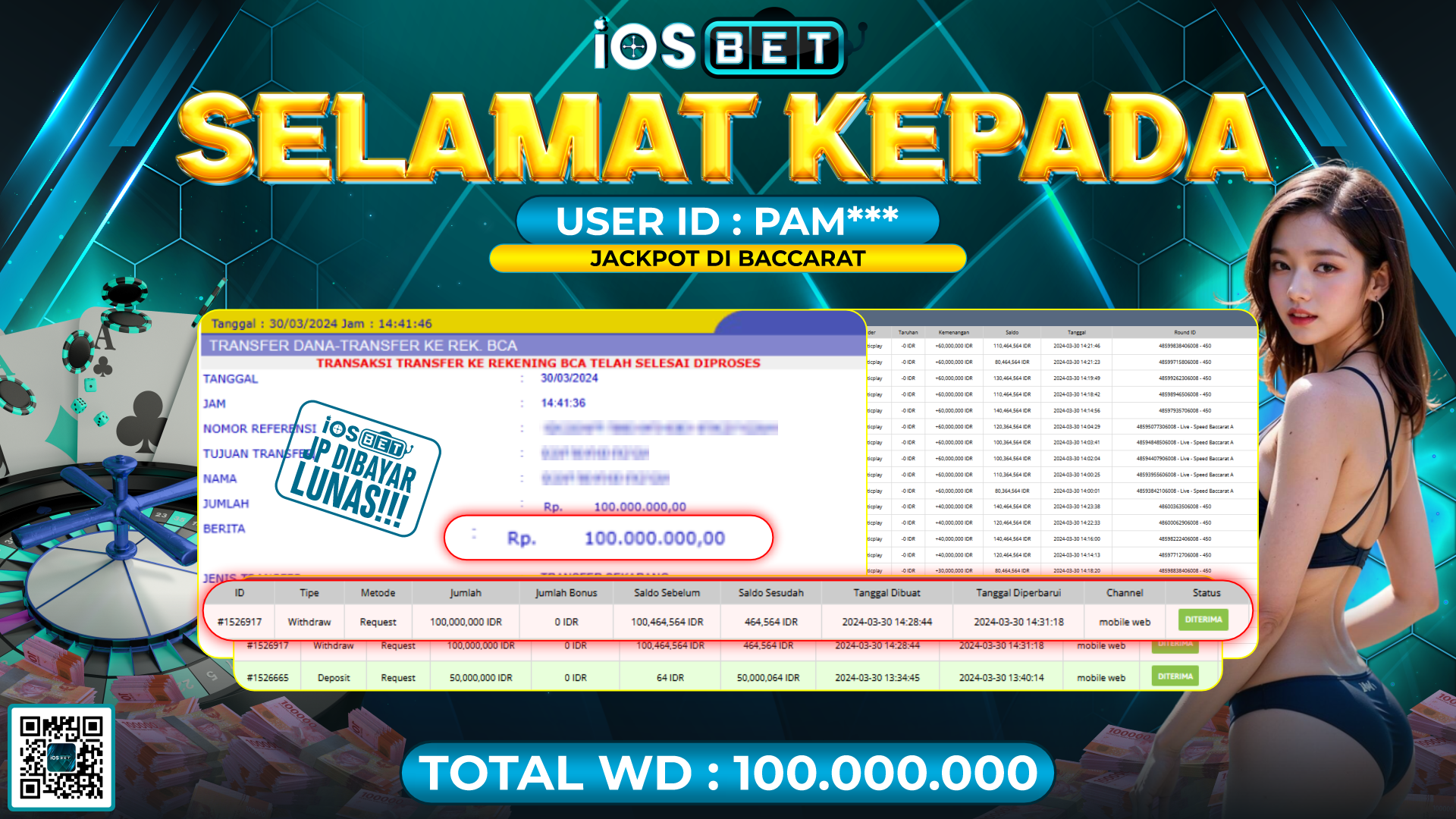 Bukti Pembayaran LUNAS LIVE GAMES GACOR Rp.100.000.000,-