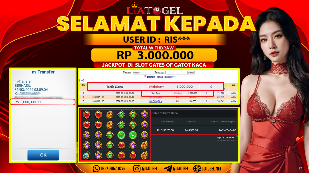 LIATOGEL - JACKPOT SLOT GAMES GATES OF GATOT KACA ï»¿ RP 3.000.000,- LUNAS