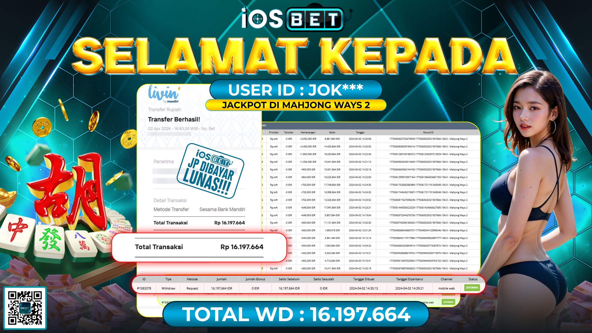 Bukti Pembayaran LUNAS SLOT GAMES GACOR Rp.16.197.664,-