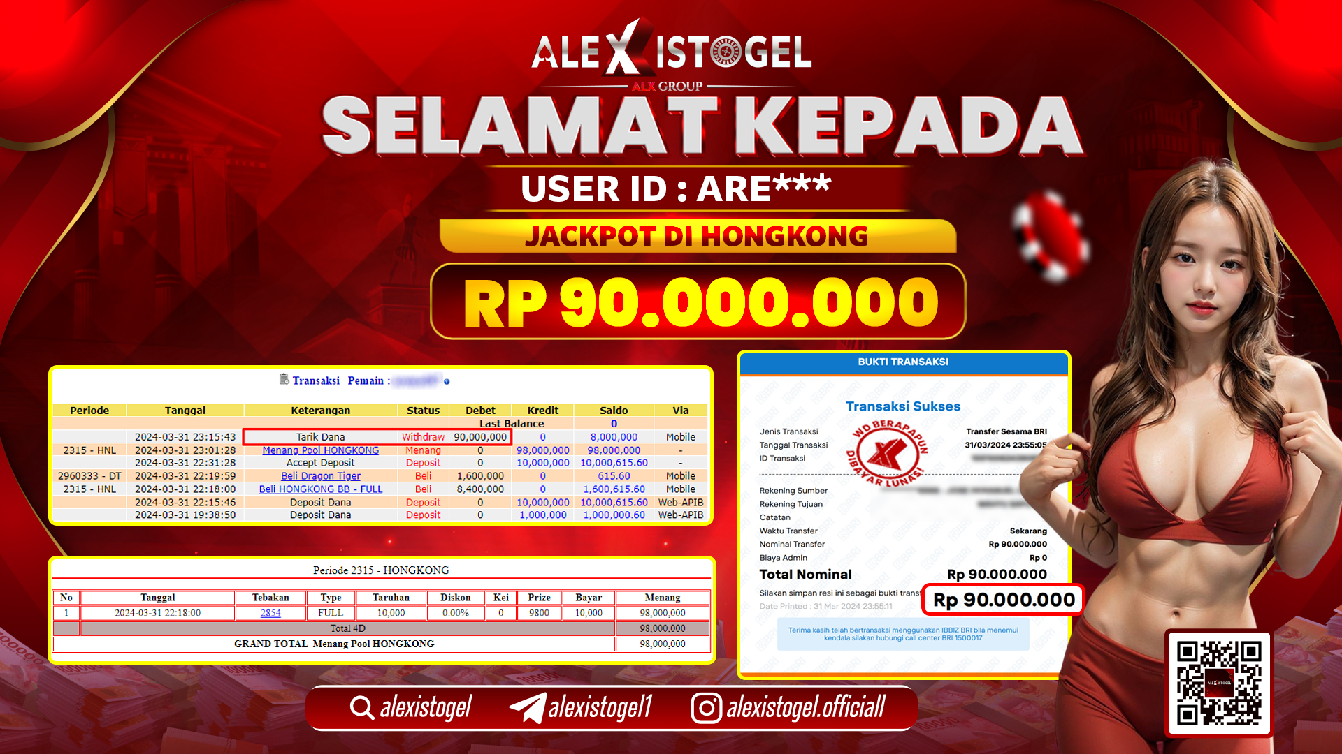 ALEXISTOGEL JACKPOT HONGKONG POOLS RP. 90.000.000 LUNAS