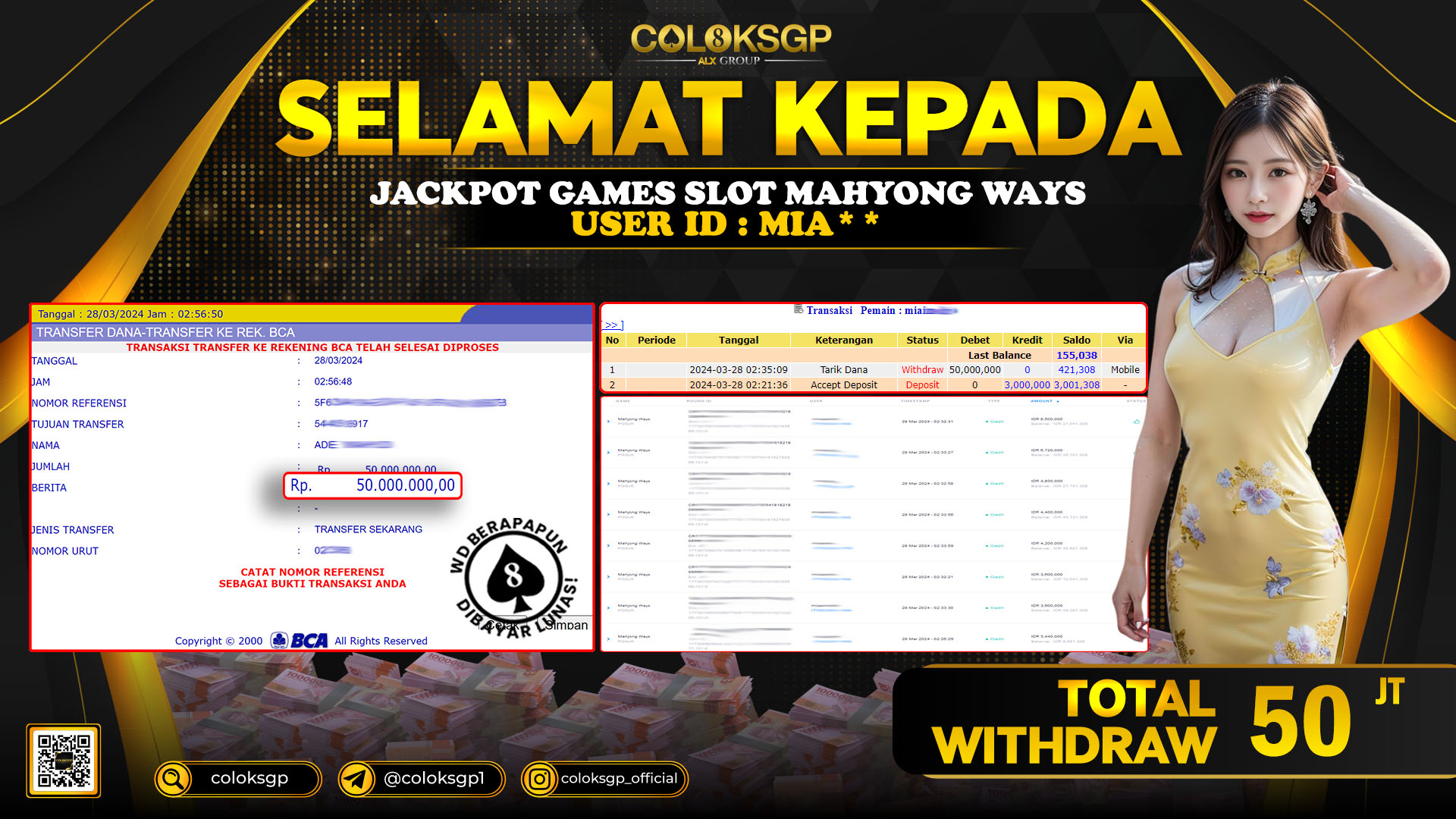 COLOKSGP JACKPOT SLOT GAMES RP 50.000.000 LUNAS
