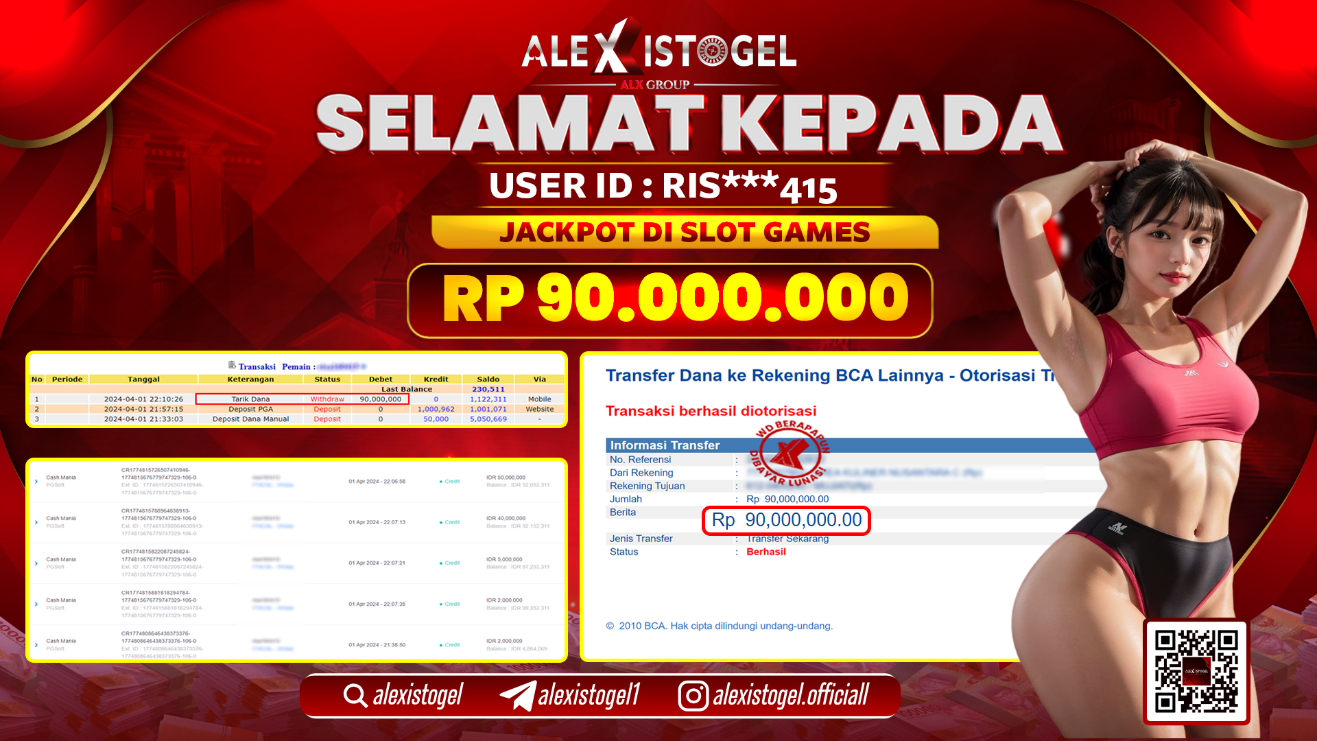 ALEXISTOGEL JACKPOT SLOT GAMES RP. 90.000.000 LUNAS